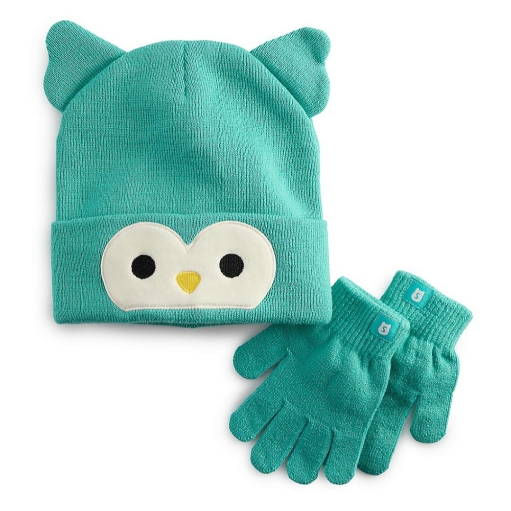 Squishmallows girls Winston hat & gloves set.